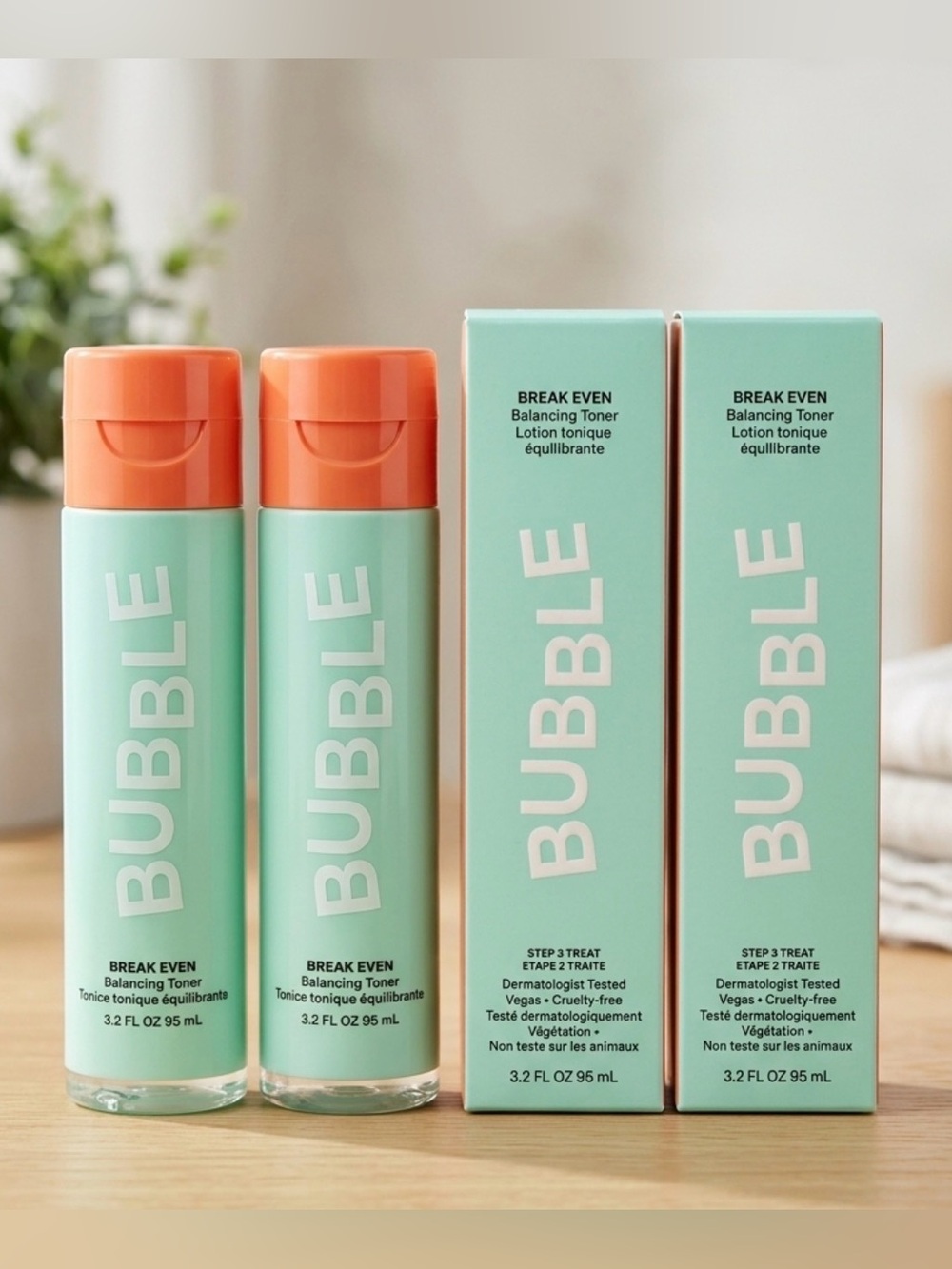 NEW Bubble Skincare Break Even
Balancing Toner 3.2oz (95ml) 2-Pack
Lot NIB